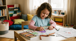 Child using colors to express emotions in play therapy