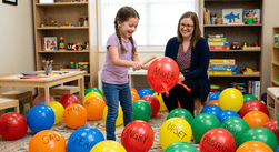 Balloons used in a play therapy anger management activity